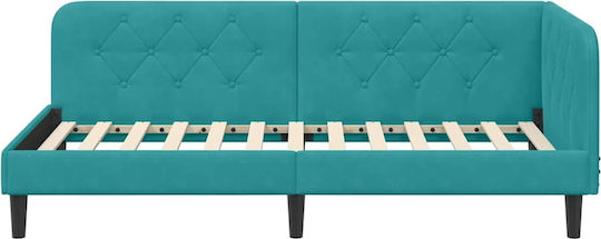 Sofa Bed Single Upholstered with Velvet Turquoise with Slats for Mattress 100x200cm 42016624