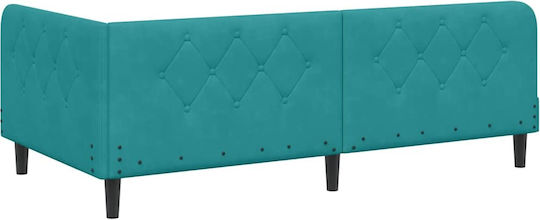 Sofa Bed Single Upholstered with Velvet Turquoise with Slats for Mattress 100x200cm 42016624