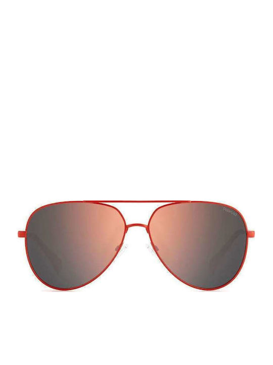 Polaroid Unisex Sonnenbrille mit Rot Metall Gestell und Rosa Polarisiert Linse PLD6187/S C9A/JQ