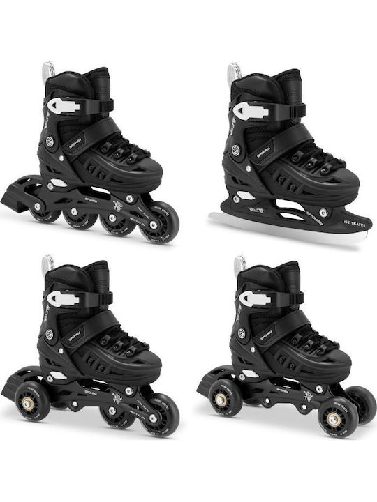 Spokey 4in1 Adult Adjustable Inline Rollers Black