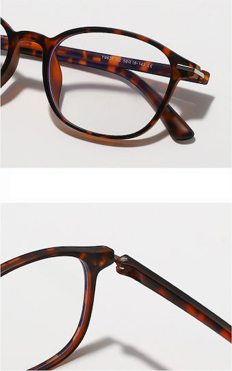 Techsuit Anti-Blue Light Glasses Reflex PC 6635 Unisex Round TR90 Frame AC Lens Transparent Brown
