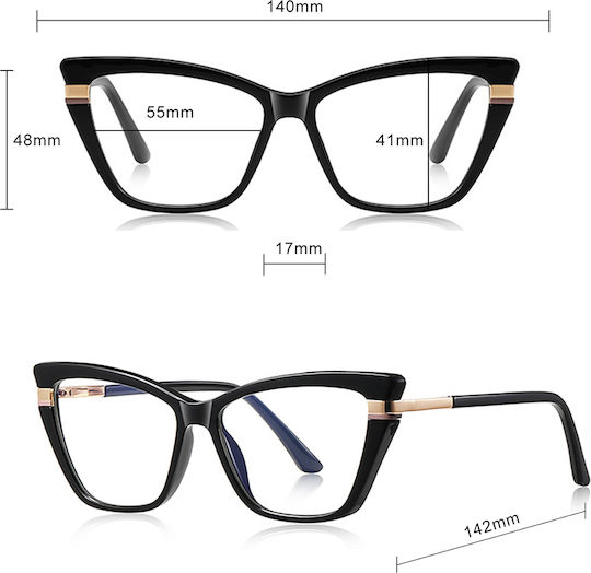 Techsuit Anti-blue Light Glasses Reflex Pc 2271 Women Rectangle Tr90&metal Frame Ac Lens Transparent Brown