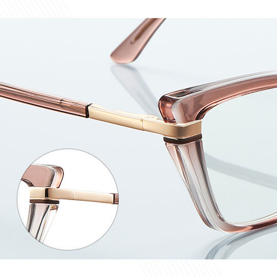 Techsuit Anti-blue Light Glasses Reflex Pc 2271 Women Rectangle Tr90&metal Frame Ac Lens Transparent Brown