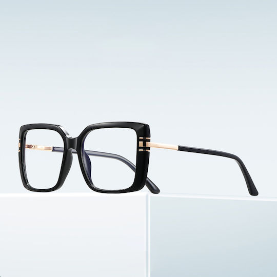 Techsuit Anti-Blue Light Glasses Reflex PC 2270 Women Oversized TR90 & Metal Frame AC Lens Black