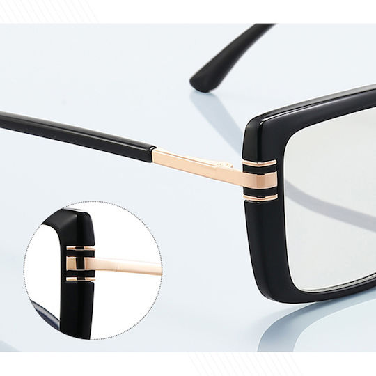 Techsuit Anti-Blue Light Glasses Reflex PC 2270 Women Oversized TR90 & Metal Frame AC Lens Black