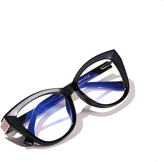 Techsuit Anti-Blue Light Glasses Reflex PC 2276 Women Cat Eye TR90 & Metal Frame AC Lens Black