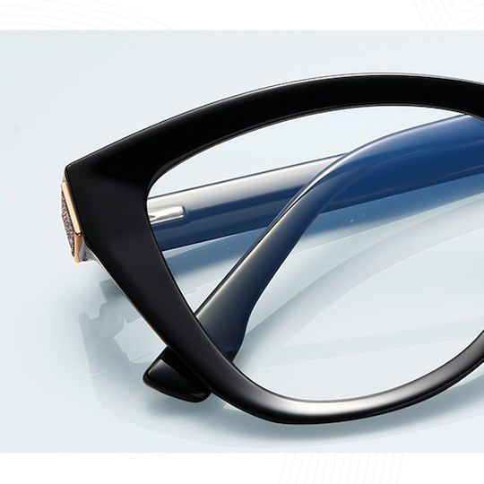 Techsuit Anti-Blue Light Glasses Reflex PC 2276 Women Cat Eye TR90 & Metal Frame AC Lens Black
