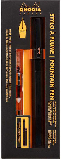 Rhodia Fountain Pen Medium Black Aluminum With Black Ink