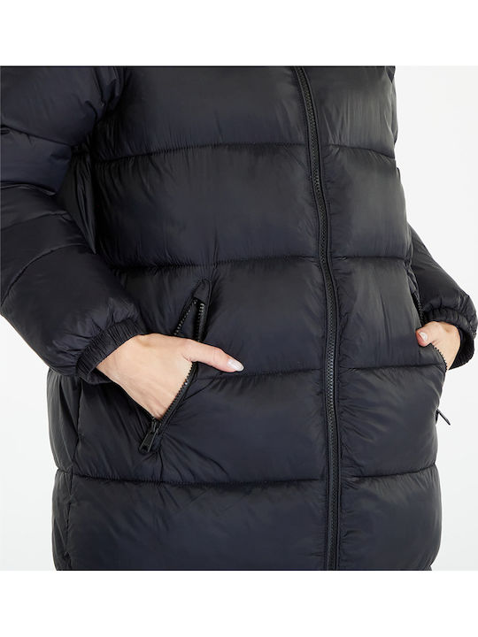 A-box Women's Long Puffer Jacket for Winter Black