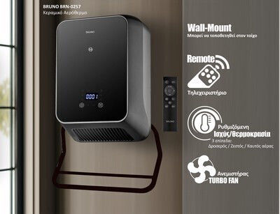 Bruno Keramik Heizlüfter Wand Schwarz 2000W