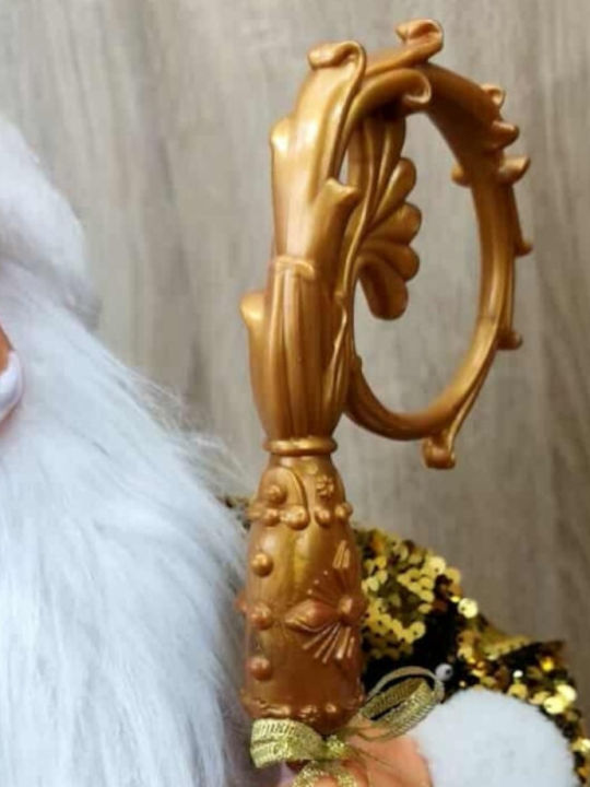 Decorativ Moș Crăciun Auriu din Tesatura