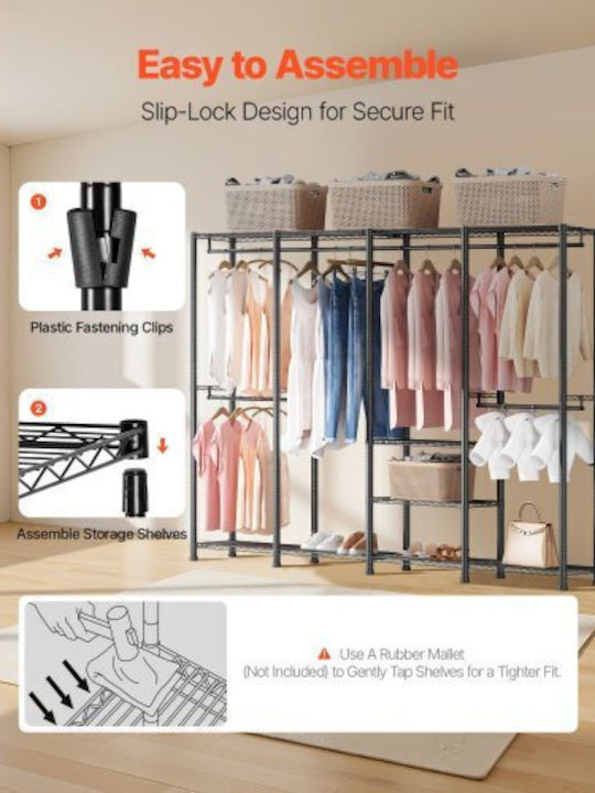 Vevor Floor Garment Rack made of Metal Gray 194x40x193cm