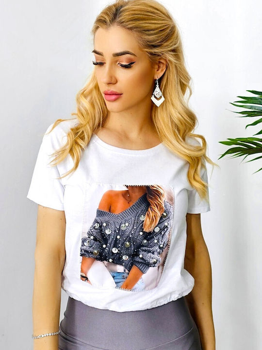 Damen Crop T-Shirt White