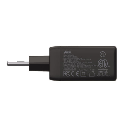 UAG Φορτιστής Χωρίς Καλώδιο GaN με Θύρα USB-A και 2 Θύρες USB-C 65W Power Delivery Black/Orange (SRGE)