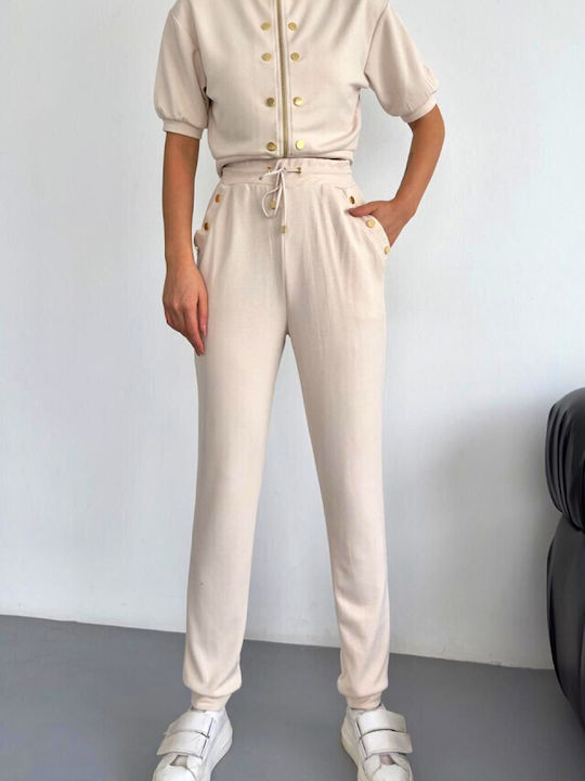 Femei Cream Set cu Pantaloni