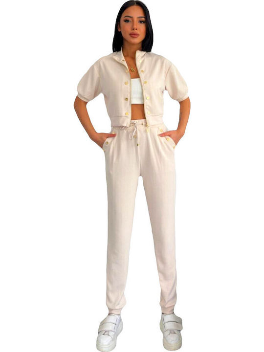 Femei Cream Set cu Pantaloni