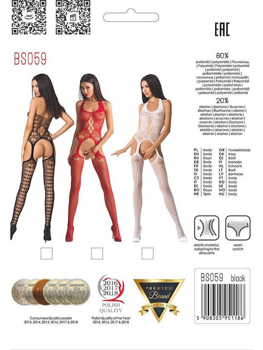Passion BS059 Sexy Bodystockings Mesh with Open Crotch White