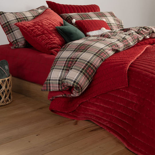 Nef-Nef Homeware Комбинирано одеяло Куинсайз 240x220бр Sweet Christmas Червено 230 г/м²Gsm