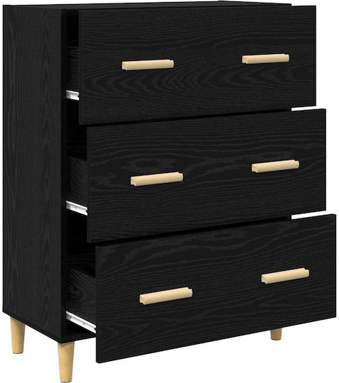 Мебели за съхранение дървен с чекмеджета Black Oak 34x69.5x90см