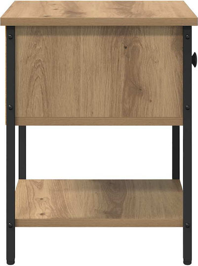 Нощни Шкафчета Дървени с Метални Крака Кафяви 2 Бройки 34x35.5x45см