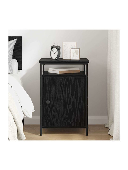 Wooden Bedside Table with Metal Legs Processed Wood 40x42x60cm