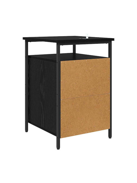 Wooden Bedside Table with Metal Legs Processed Wood 40x42x60cm