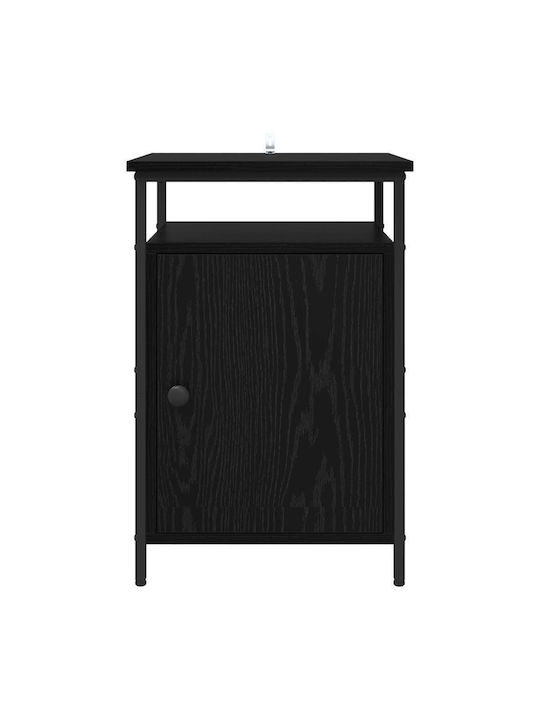Wooden Bedside Table with Metal Legs Processed Wood 40x42x60cm