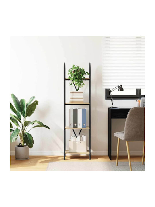 Floor-standing Living Room Display Cabinet made of Wood & Metal with Glass Sonoma Oak 40x30x146cm