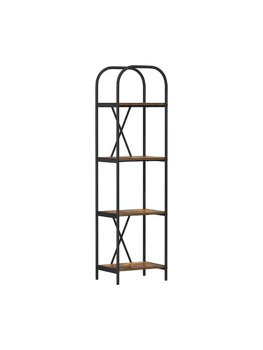 Floor-standing Living Room Display Cabinet made of Wood & Metal with Glass Smoky Oak 40x30x146cm