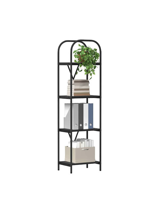 Floor-standing Living Room Display Cabinet made of Wood & Metal with Glass Black Oak 40x30x146cm