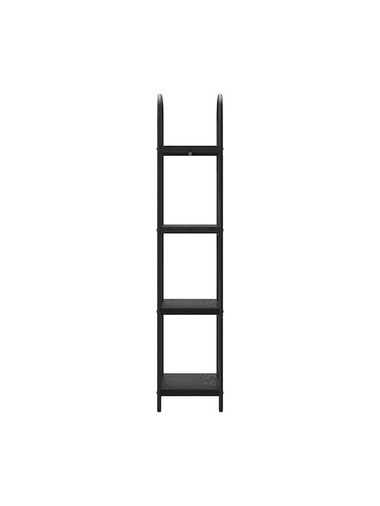 Floor-standing Living Room Display Cabinet made of Wood & Metal with Glass Black Oak 40x30x146cm