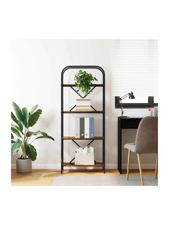 Wohnzimmer Vitrine aus Holz & Metall mit Verglasung Rauch Eiche 60x30x146cm