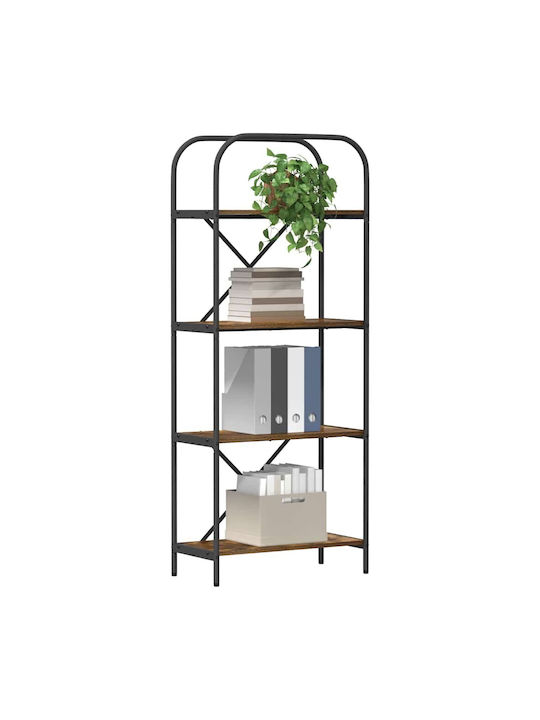 Wohnzimmer Vitrine aus Holz & Metall mit Verglasung Rauch Eiche 60x30x146cm