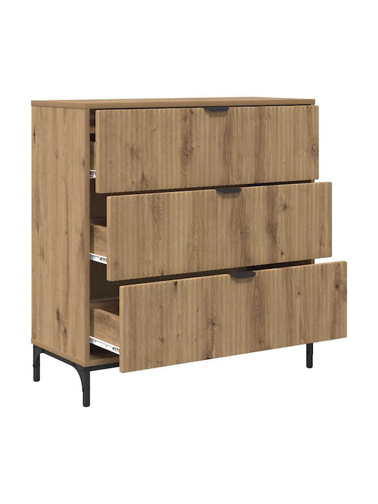 Wooden Chest of Drawers with 3 Drawers Oaks 79.5x33x82cm