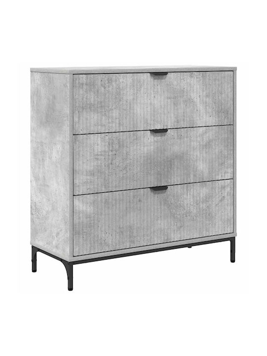 Συρταριέρα Креватокамарас Дървена с 3 чекмеджета Grey Concrete 79.5x33x82бр