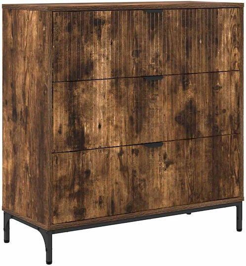 Wooden Chest of Drawers with 3 Drawers Smoked Oak 79.5x33x82cm