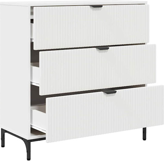 Wooden Chest of Drawers with 3 Drawers White 79.5x33x82cm
