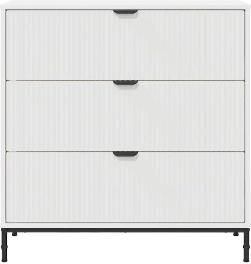 Wooden Chest of Drawers with 3 Drawers White 79.5x33x82cm