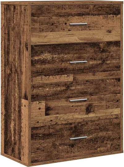 Wooden & Metallic Chest of Drawers with 4 Drawers Coffee 60x31x84cm