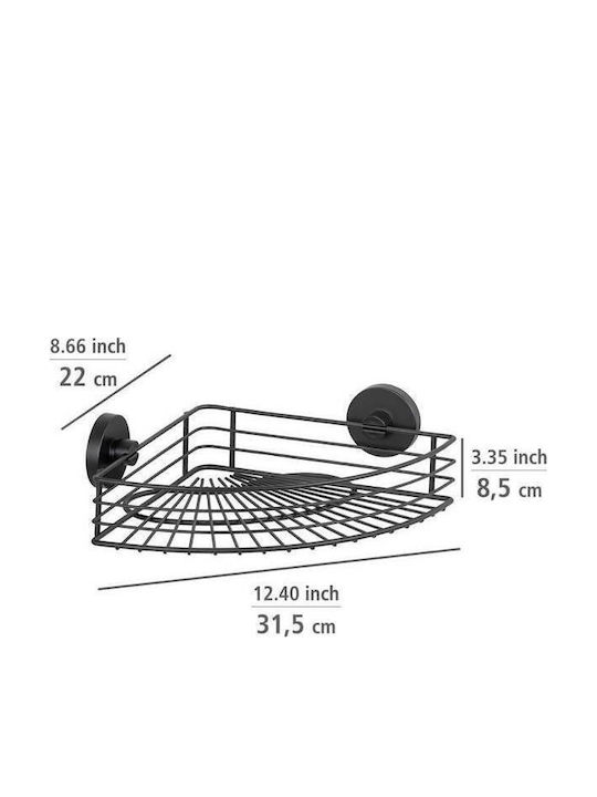 Wenko Vacuum-loc Corner Wall Mounted Bathroom Shelf Metallic 31.5x22x8.5cm Black