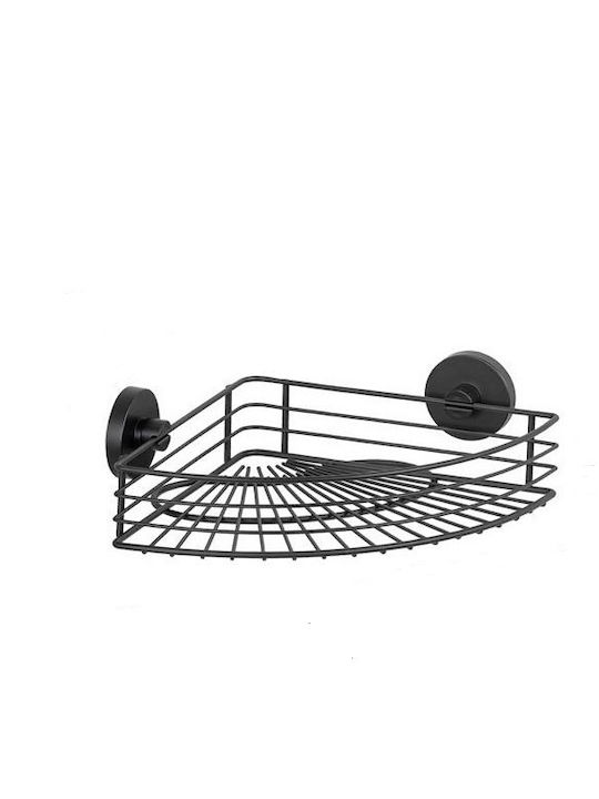 Wenko Vacuum-loc Corner Wall Mounted Bathroom Shelf Metallic 31.5x22x8.5cm Black