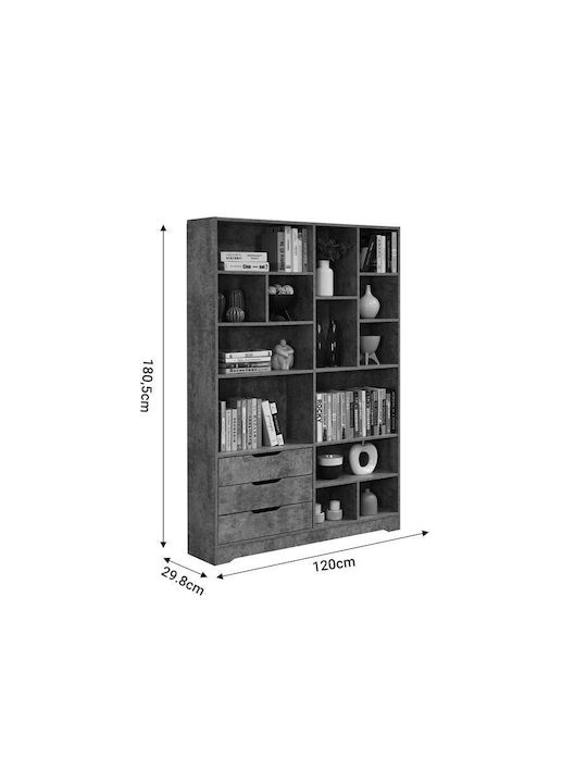 Βιβλιοθήκη Lucinda Γκρι Oak 120x29.8x180.5εκ.