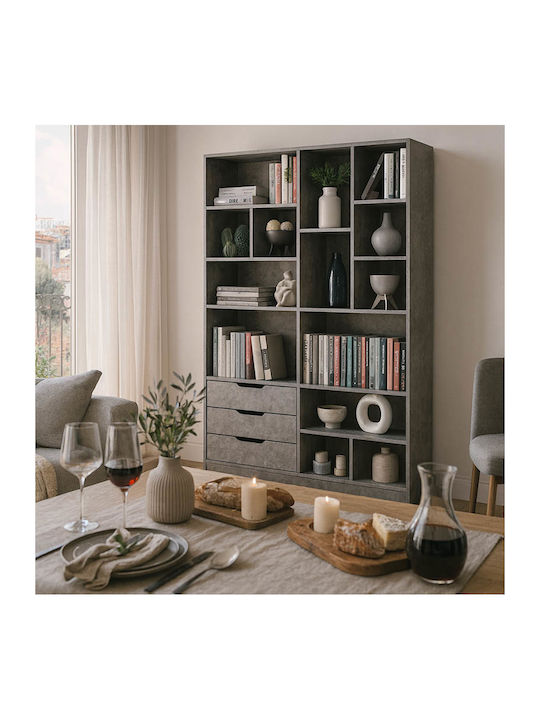 Βιβλιοθήκη Lucinda Γκρι Oak 120x29.8x180.5εκ.