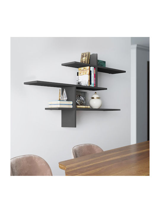 Shelf Wall Hermes Charcoal 123x22x80cm