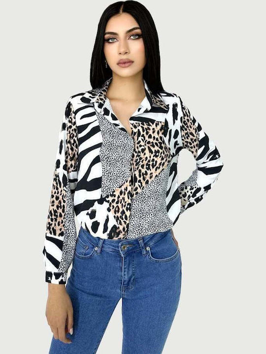 Μακρυμάνικο Γυναικείο Πουκάμισο Animal Print