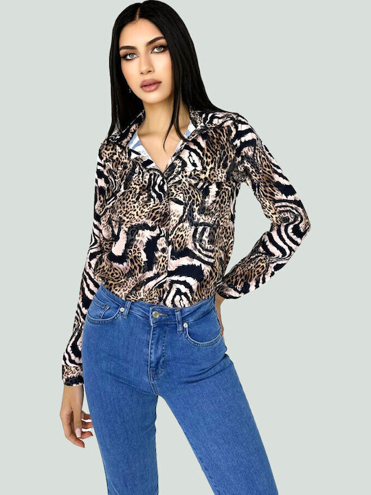 Mânecă lungă Femei Cămașă Animal Print Imprimeu