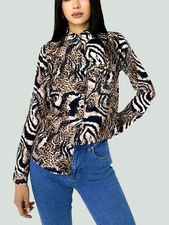 Mânecă lungă Femei Cămașă Animal Print Imprimeu