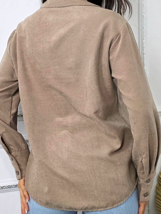 Women's Monochrome Long Sleeve Shirt Beige