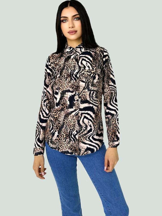 Mânecă lungă Femei Cămașă Animal Print Imprimeu