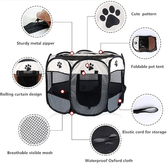 Foldable Fabric Dog Park 91x91x58cm Black